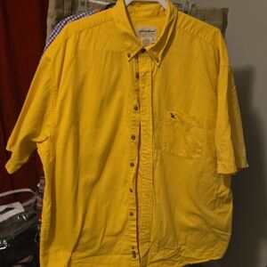 Eddie Bauer Men's Bright Yellow Casual Button Down Shirt. Xxl